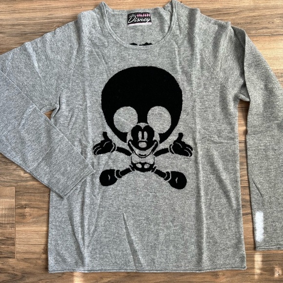 Vintage Disney Cashmere Embroidered Mickey/Skull Sweater - Picture 1 of 12